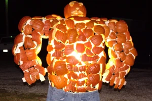 Ben Grimm (The Thing) from the Fantastic Four, made out of pumpkins