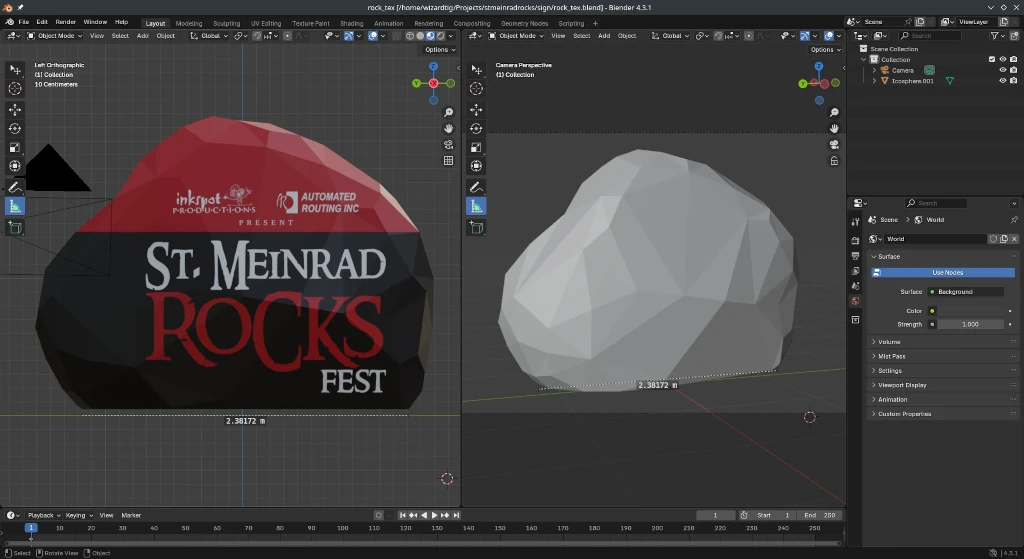 3D model of a rock in Blender