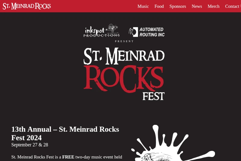 Screenshot of the St. Meinrad Rocks website